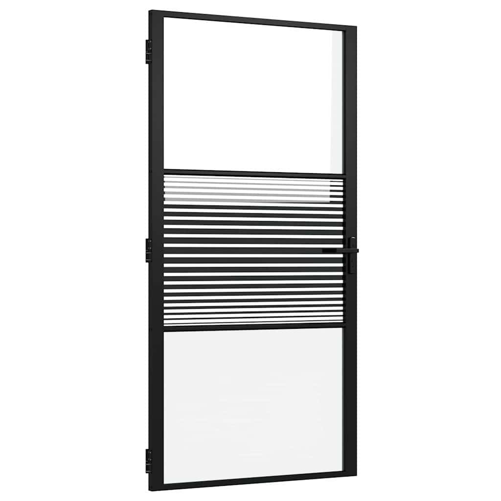 Vidaxl glazen deur gestreept zwart 76 x 3.5 x 201.5 cm aluminium