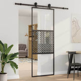 Vidaxl glazen deur fretwerk zwart 90 x 2 x 205 cm aluminium