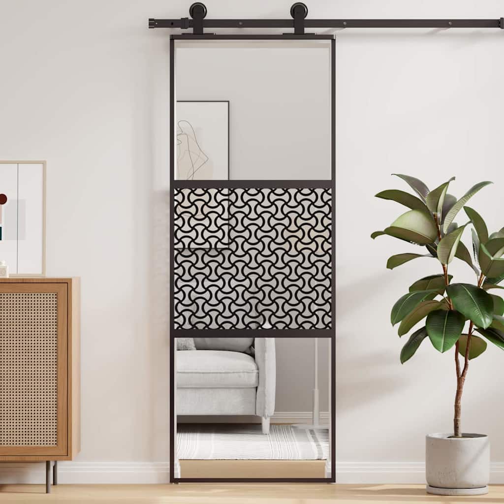 Vidaxl glazen deur fretwerk zwart 90 x 2 x 205 cm aluminium