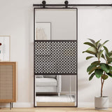 Vidaxl glazen deur fretwerk zwart 90 x 2 x 205 cm aluminium