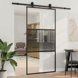 Vidaxl glazen deur gestreept zwart 90 x 2 x 205 cm aluminium