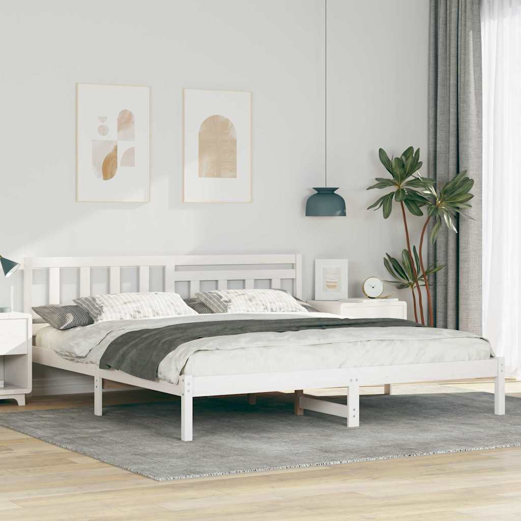 Vidaxl bedframe met hoofdeinde wit 180 x 200 cm massief grenenhout