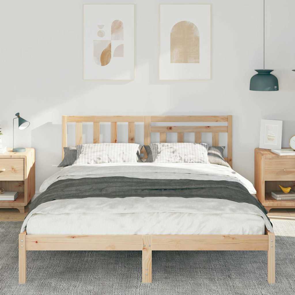 Vidaxl bedframe met hoofdeinde bruin 160 x 200 cm massief grenenhout