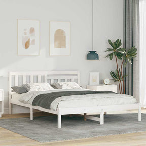 Vidaxl bedframe met hoofdeinde wit 160 x 200 cm massief grenenhout