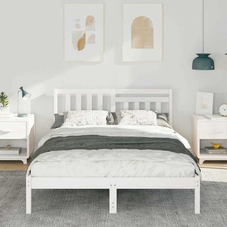 Vidaxl bedframe met hoofdeinde wit 120 x 200 cm massief grenenhout