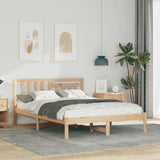 Vidaxl bedframe met hoofdeinde bruin 135 x 190 cm massief grenenhout