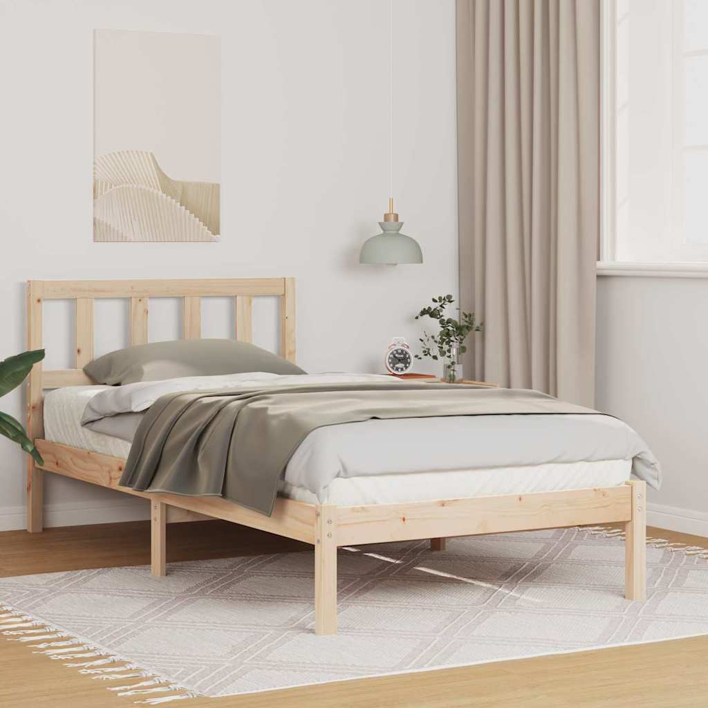 Vidaxl bedframe met hoofdeinde bruin 90 x 200 cm massief grenenhout