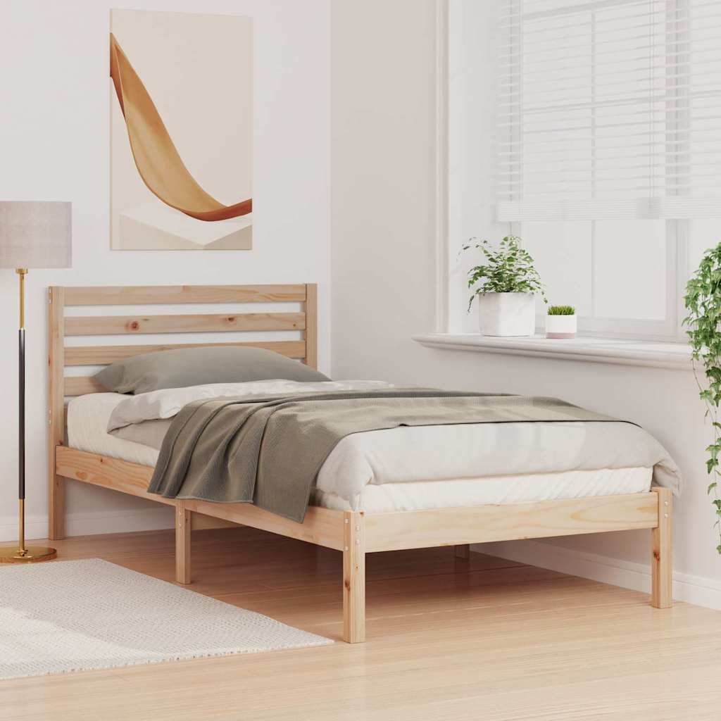 Vidaxl bedframe met hoofdeinde bruin 100 x 200 cm massief grenenhout