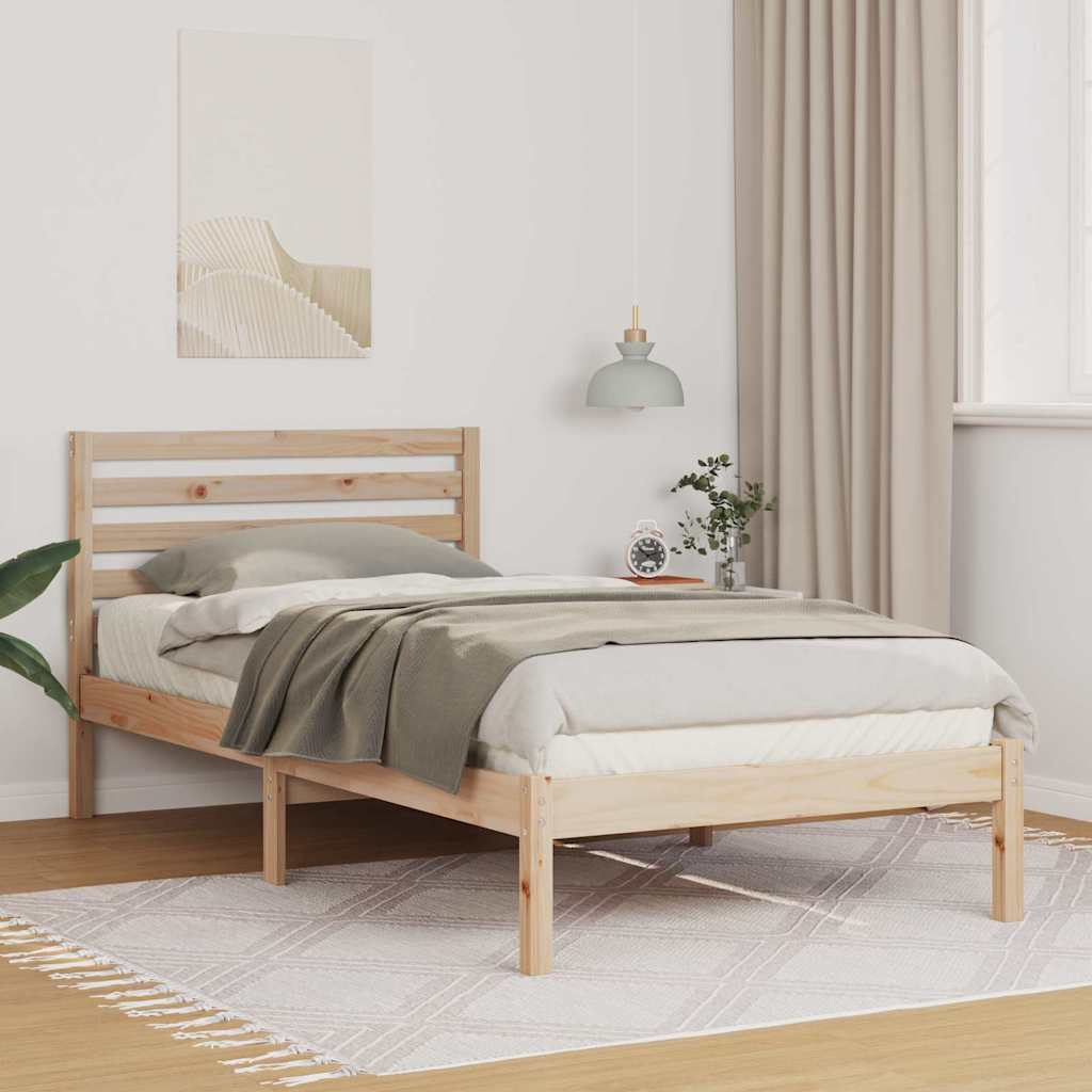 Vidaxl bedframe met hoofdeinde bruin 90 x 190 cm massief grenenhout
