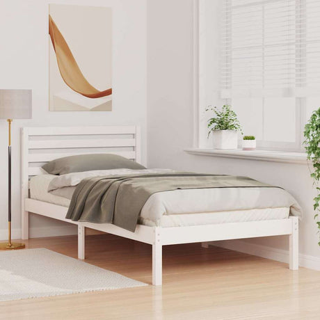 Vidaxl bedframe met hoofdeinde wit 90 x 190 cm massief grenenhout