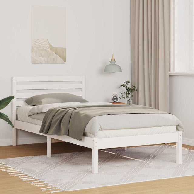 Vidaxl bedframe met hoofdeinde wit 75 x 190 cm massief grenenhout