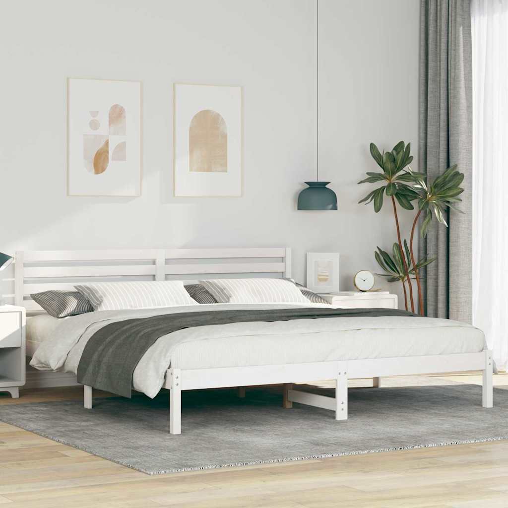 Vidaxl bedframe met hoofdeinde wit 200 x 200 cm massief grenenhout