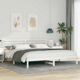 Vidaxl bedframe met hoofdeinde wit 200 x 200 cm massief grenenhout