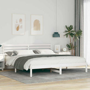 Vidaxl bedframe met hoofdeinde wit 180 x 200 cm massief grenenhout