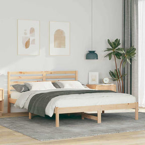 Vidaxl bedframe met hoofdeinde bruin 160 x 200 cm massief grenenhout