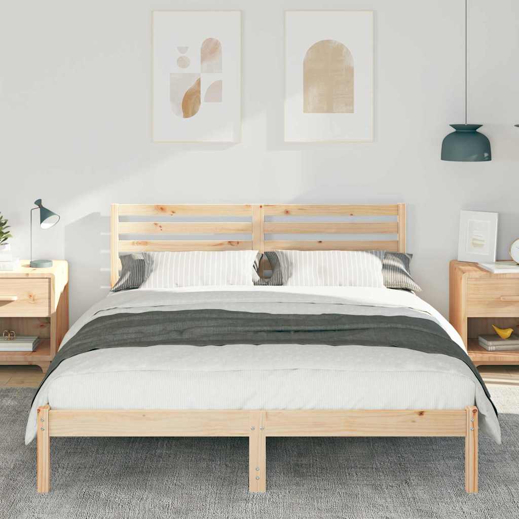 Vidaxl bedframe met hoofdeinde bruin 160 x 200 cm massief grenenhout