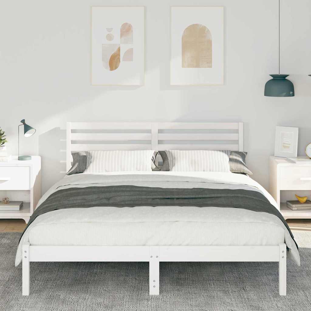 Vidaxl bedframe met hoofdeinde wit 140 x 200 cm massief grenenhout