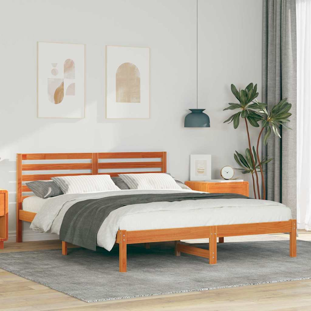 Vidaxl bedframe wasbruin 140 x 200 cm massief grenenhout