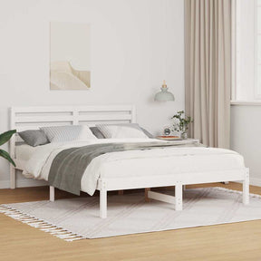 Vidaxl bedframe met hoofdeinde wit 140 x 190 cm massief grenenhout