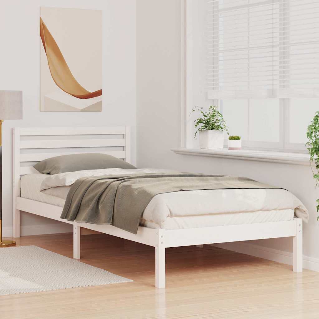 Vidaxl bedframe met hoofdeinde wit 80 x 210 cm massief grenenhout