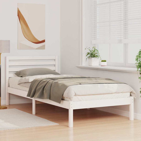 Vidaxl bedframe met hoofdeinde wit 80 x 210 cm massief grenenhout