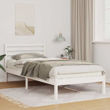 Vidaxl bedframe met hoofdeinde wit 90 x 210 cm massief grenenhout