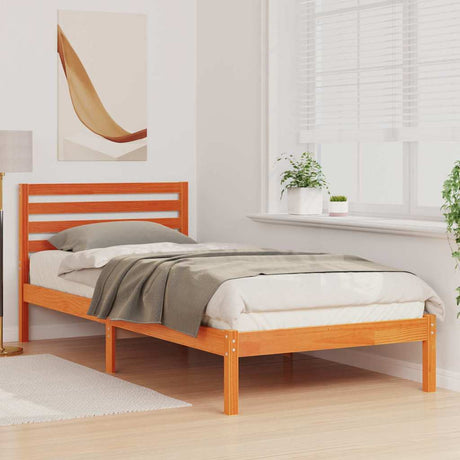 Vidaxl bedframe wasbruin 100 x 210 cm massief grenenhout