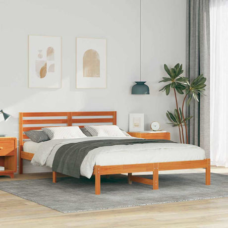 Vidaxl bedframe wasbruin 140 x 210 cm massief grenenhout