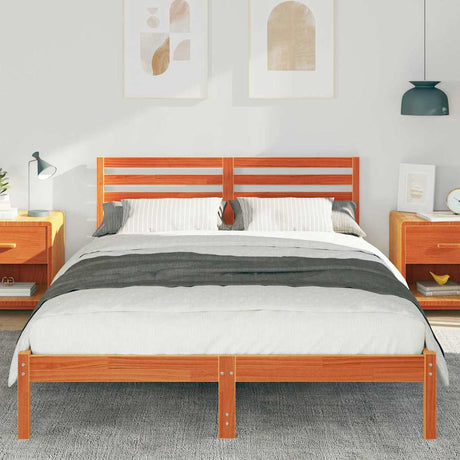 Vidaxl bedframe wasbruin 140 x 210 cm massief grenenhout