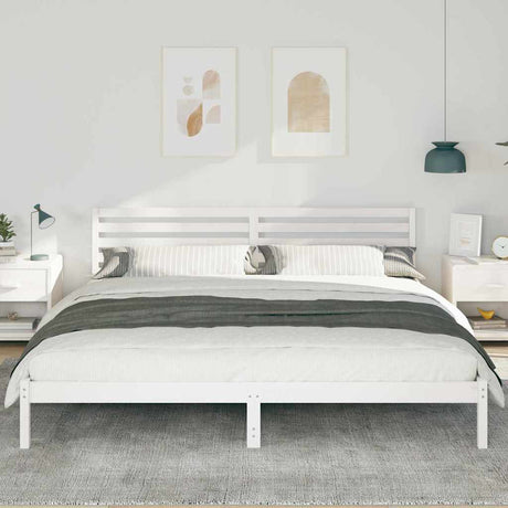 Vidaxl bedframe met hoofdeinde wit 180 x 210 cm massief grenenhout