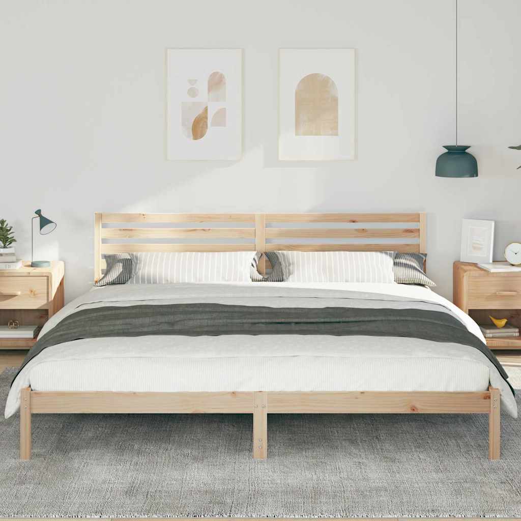 Vidaxl bedframe met hoofdeinde bruin 200 x 210 cm massief grenenhout