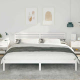 Vidaxl bedframe met hoofdeinde wit 200 x 210 cm massief grenenhout