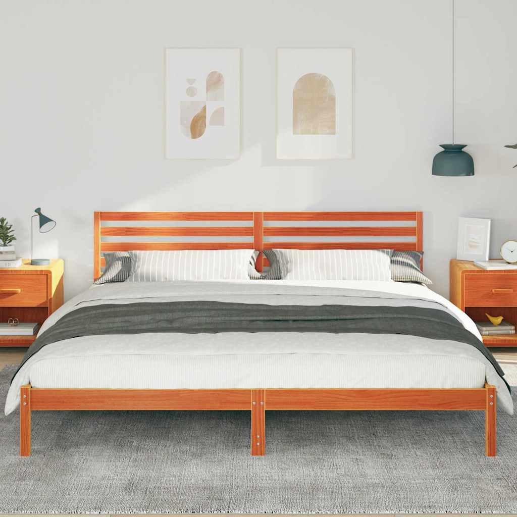 Vidaxl bedframe wasbruin 200 x 210 cm massief grenenhout