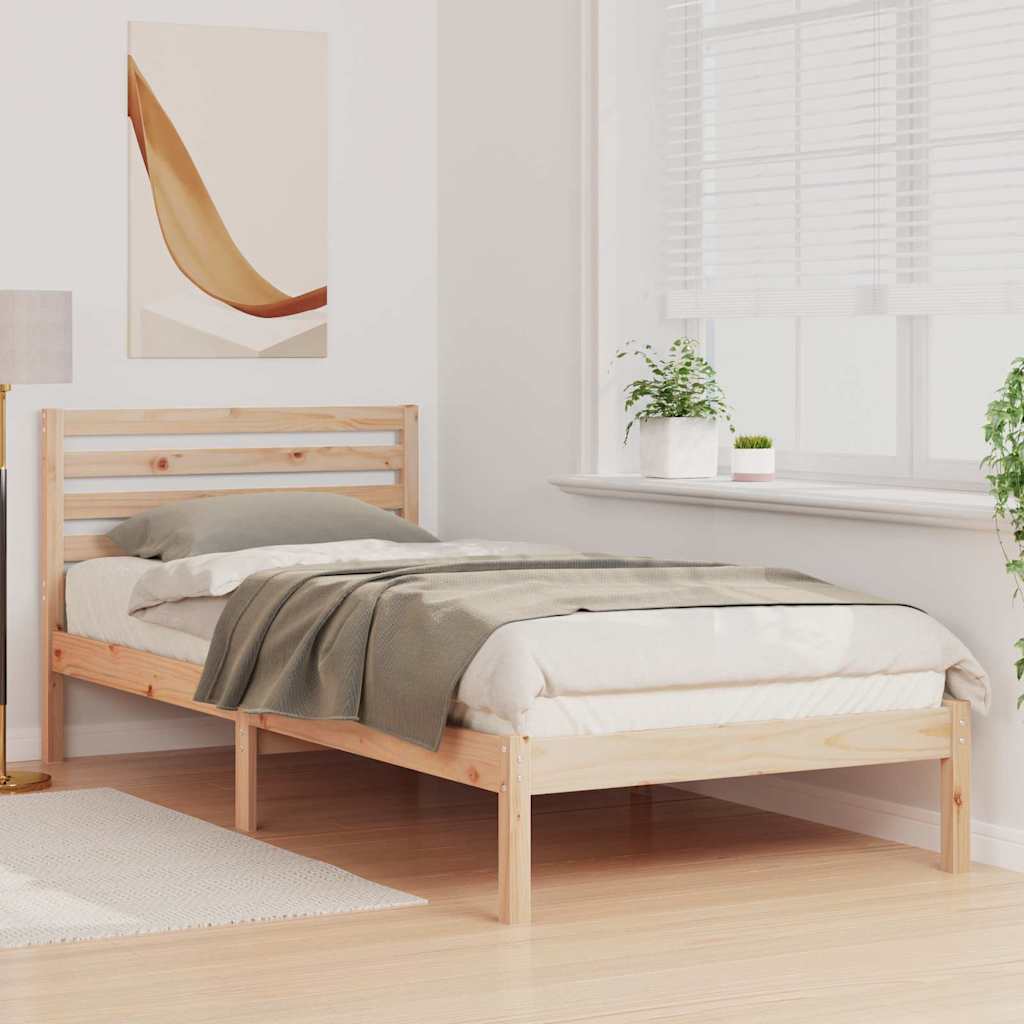 Vidaxl bedframe met hoofdeinde bruin 80 x 220 cm massief grenenhout
