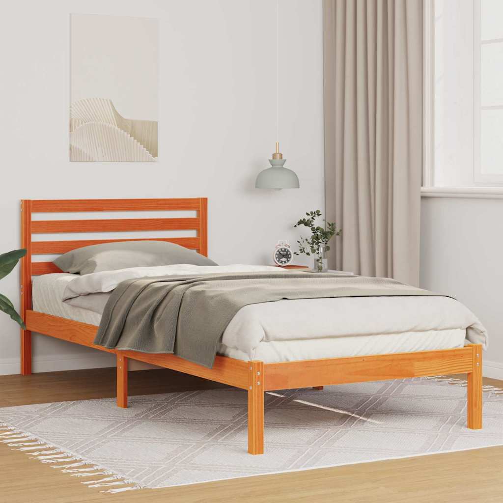 Vidaxl bedframe wasbruin 100 x 220 cm massief grenenhout