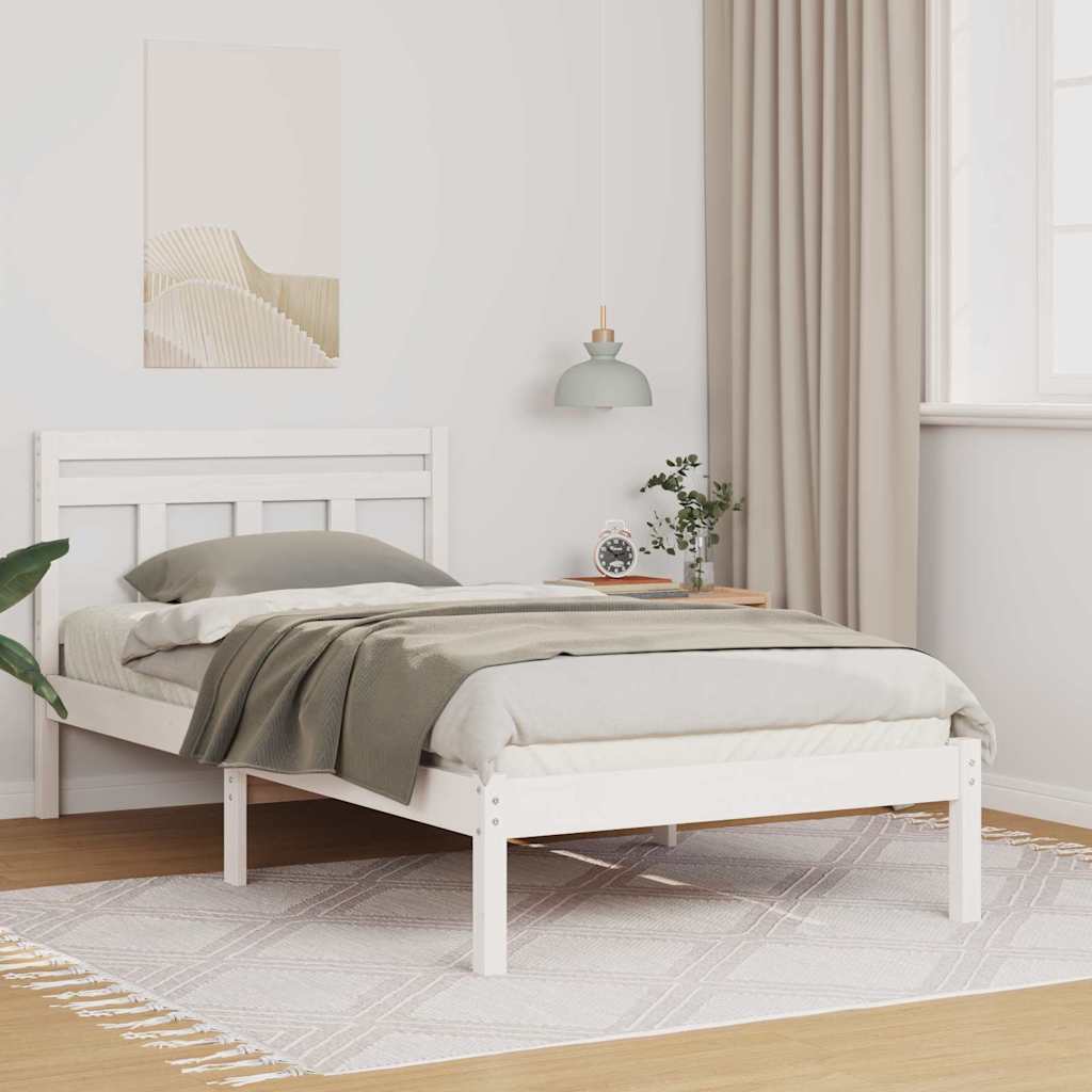 Vidaxl bedframe wit 90 x 200 cm massief grenenhout