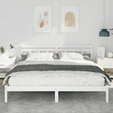 Vidaxl bedframe met hoofdeinde wit massief grenenhout