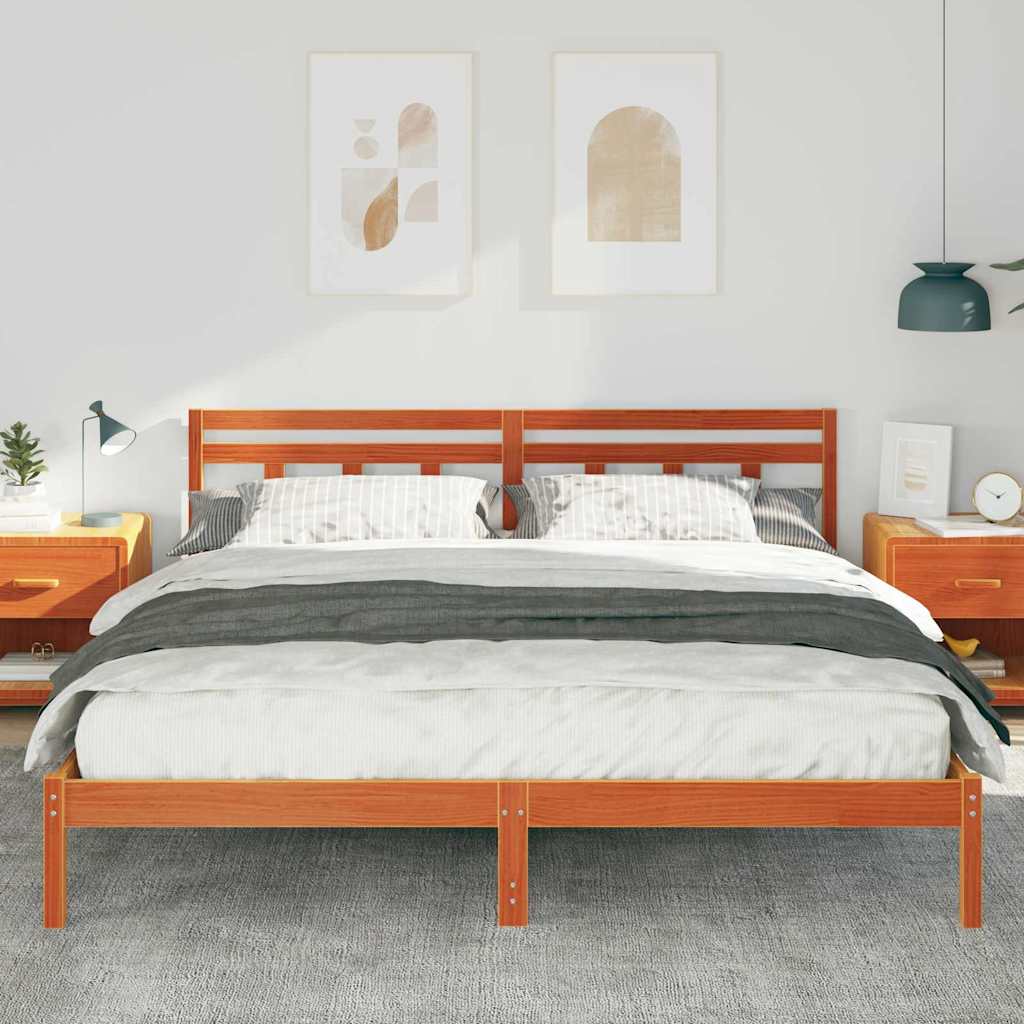 Vidaxl bedframe met hoofdeinde bruin grenenhout