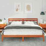 Vidaxl bedframe met hoofdeinde bruin grenenhout