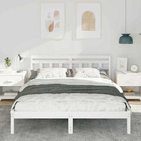 Vidaxl bedframe wit 150 x 200 cm massief grenenhout