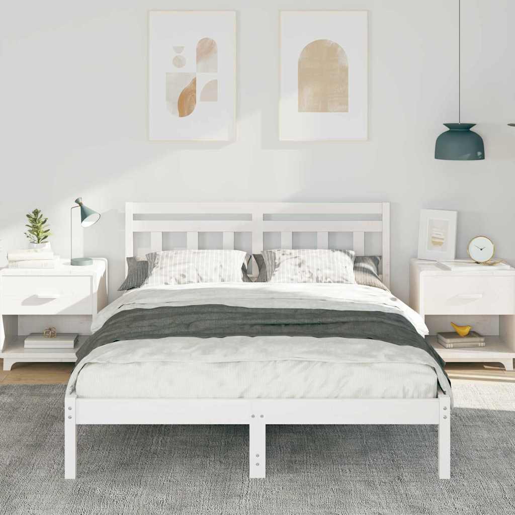 Vidaxl bedframe wit 135 x 190 cm massief grenenhout