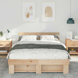 Vidaxl bedframe met hoofdeinde bruin 150 x 200 cm massief grenenhout