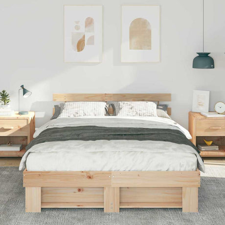 Vidaxl bedframe met hoofdeinde bruin 150 x 200 cm massief grenenhout