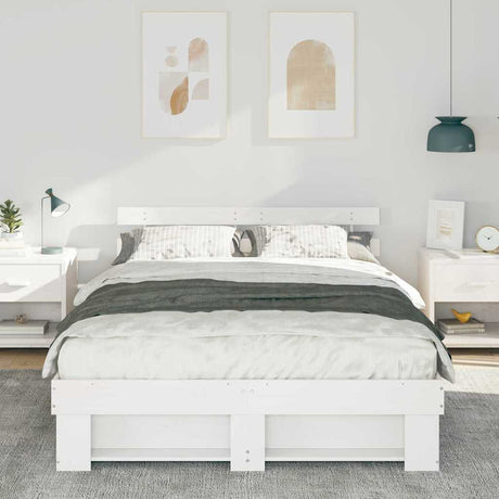 Vidaxl bedframe met hoofdeinde wit 140 x 200 cm massief grenenhout