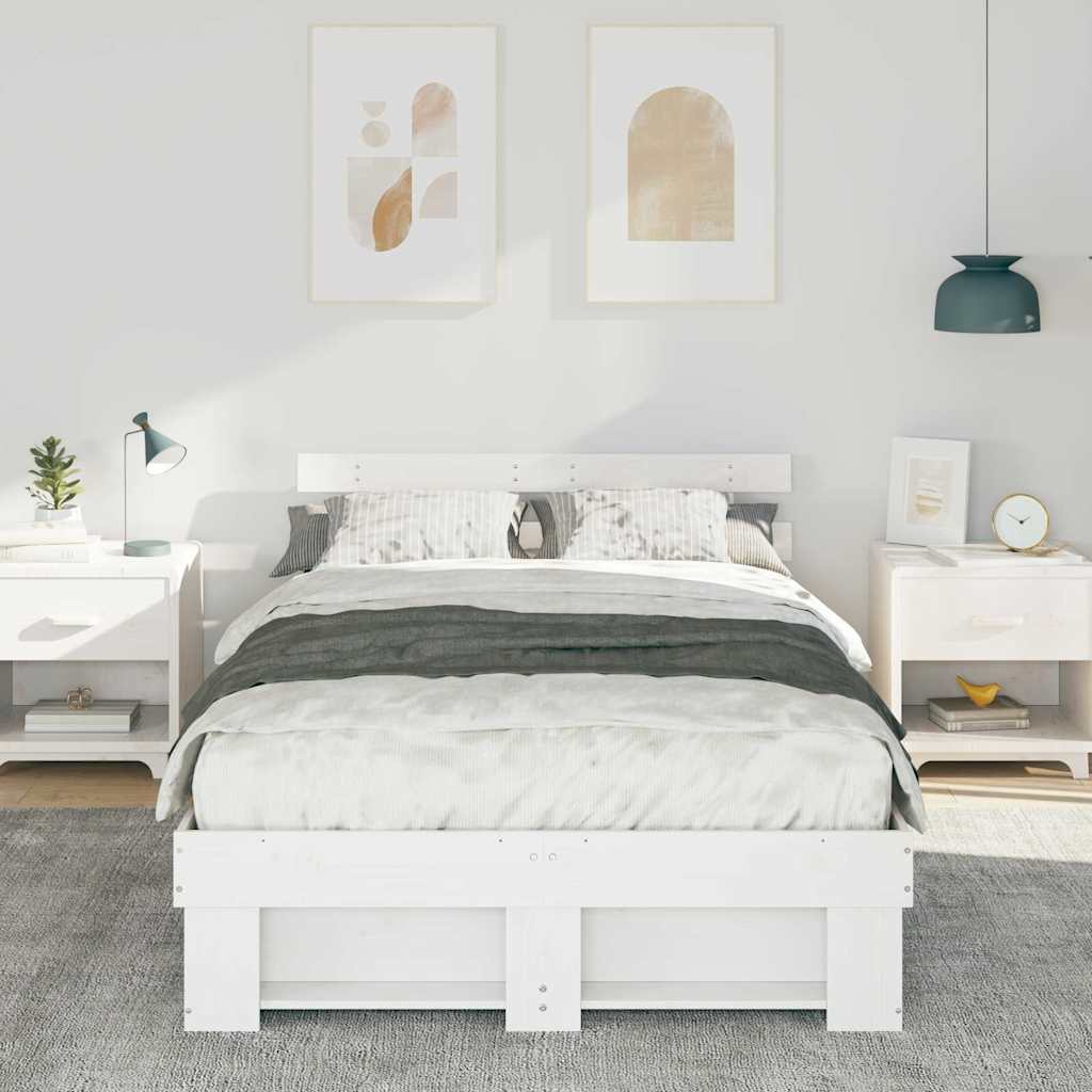 Vidaxl bedframe met hoofdeinde wit 120 x 200 cm massief grenenhout
