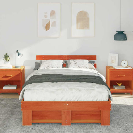 Vidaxl bedframe wasbruin 140 x 190 cm massief grenenhout