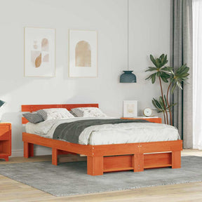 Vidaxl bedframe wasbruin 135 x 190 cm massief grenenhout