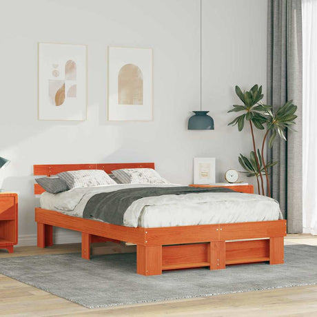 Vidaxl bedframe wasbruin 135 x 190 cm massief grenenhout