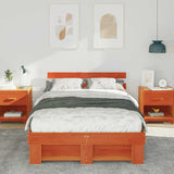 Vidaxl bedframe wasbruin 135 x 190 cm massief grenenhout