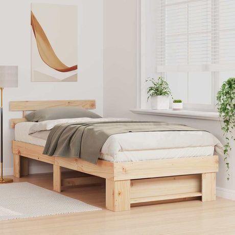 Vidaxl bedframe met hoofdeinde bruin 80 x 200 cm massief grenenhout